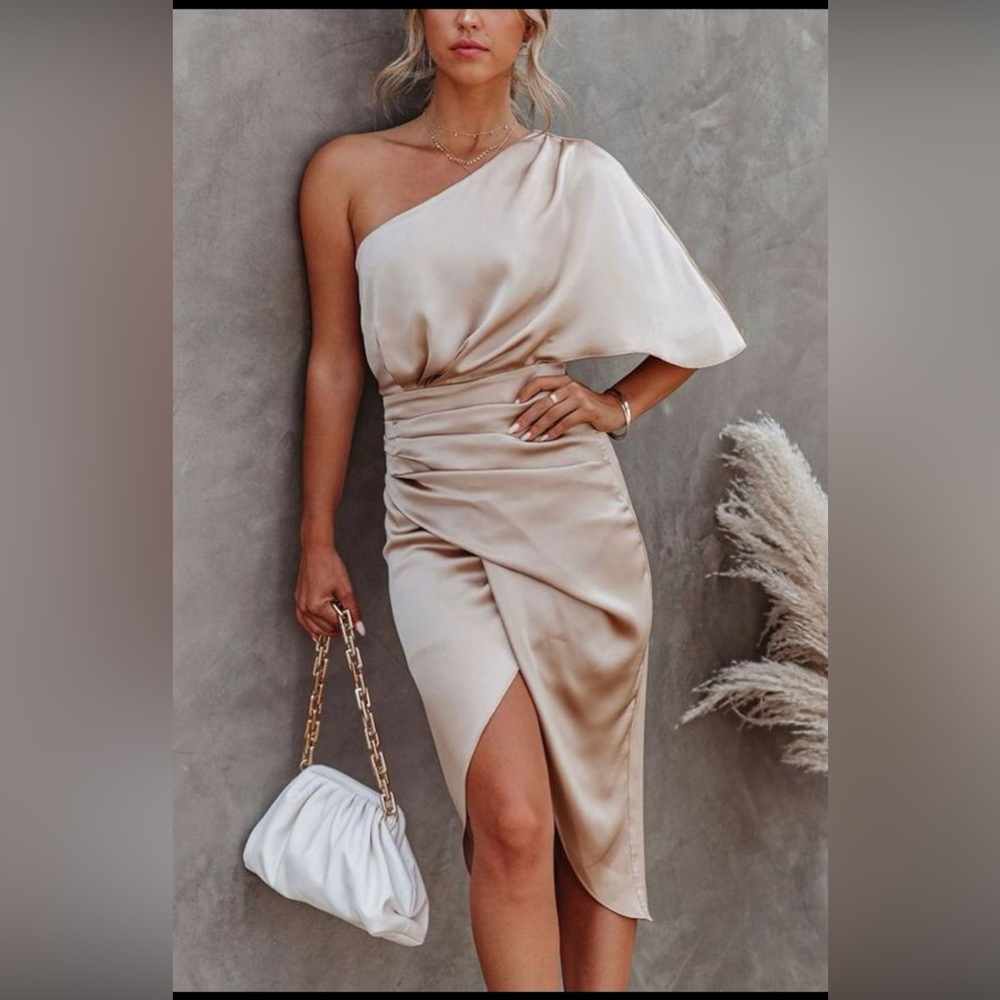 silky one shoulder dress